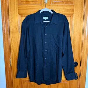 YSL Men’s Button Up Black Cotton Blend Shirt Size XL / 17 Neck / 34-35